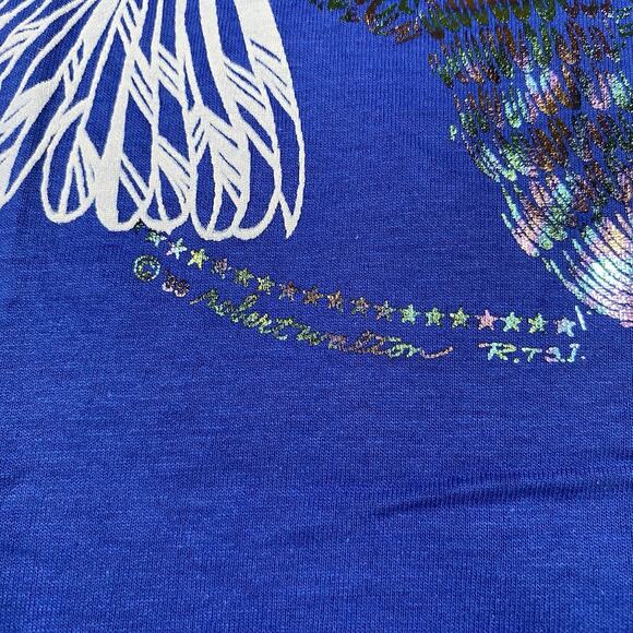 VTG T Shirt Screen Stars Reno L Blue Gold Foil Eagle Single Stitch Robert Walton - Picture 8 of 13